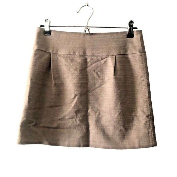 J Crew Retro Mini Skirt Khaki Brown 0 Clueless Mod Minimalist Cotton Lined Twee - Picture 1 of 5